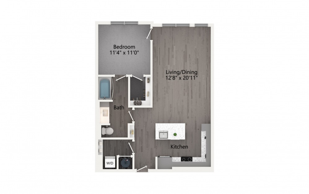 A5 - 1 bedroom floorplan layout with 1 bath and 824 square feet. (2D)